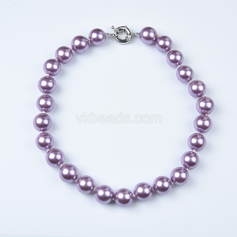 Purple Shell Pearl Smooth Rounds Necklaces, Approx 16mm, Sell by Piece