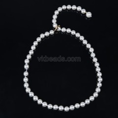 White Shell Pearl Smooth Rounds Necklaces with Extension Chains, Approx 8mm, Sell by Piece