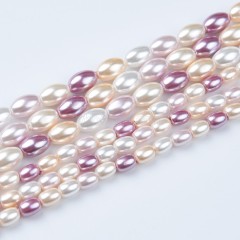 Mixed Color Shell Pearl Smooth Rices, Approx 2x3-4x7mm, 38cm/strand