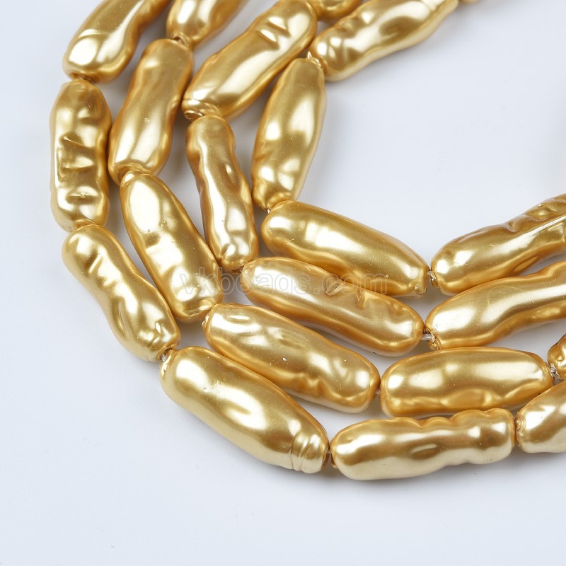 Yellow Baroque Shell Pearl Columns, Approx 8x20mm, 38cm/strand