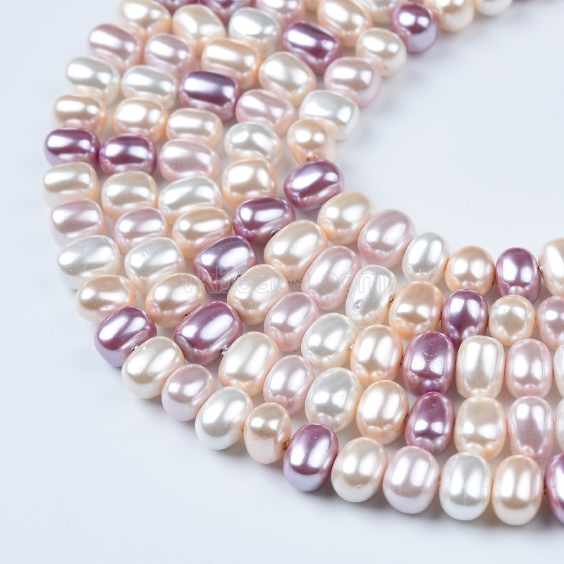 Mixed Color Shell Pearl Potatos, Approx 6x8mm, 38cm/strand
