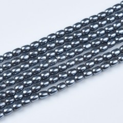 Dark Grey Shell Pearl Smooth Drums/Barrels, Approx 2x3mm, 38cm/strand
