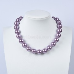 Purple Shell Pearl Smooth Rounds Necklaces, Approx 16mm, Sell by Piece
