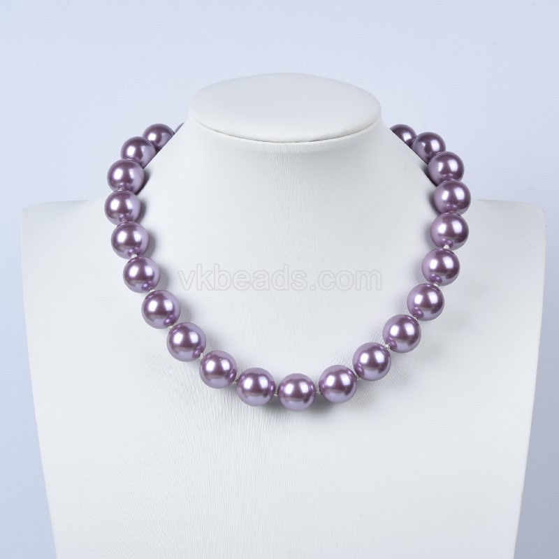 Purple Shell Pearl Smooth Rounds Necklaces, Approx 16mm, Sell by Piece