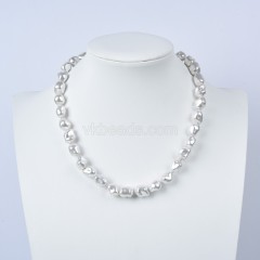 White Baroque Shell Pearl Nuggets Necklaces, Approx 9x12mm, Sell by Piece