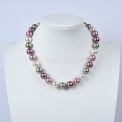Mixed Color Shell Pearl Smooth Rounds Necklaces, Approx 12mm, Sell by Piece