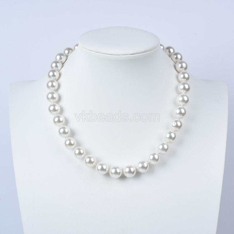 White Shell Pearl Smooth Rounds Necklaces, Approx 6-12mm, Sell by Piece