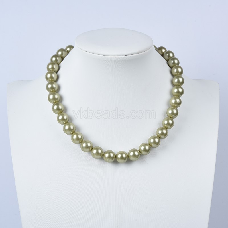 Champagne Color Shell Pearl Smooth Rounds Necklaces, Approx 12mm, Sell by Piece