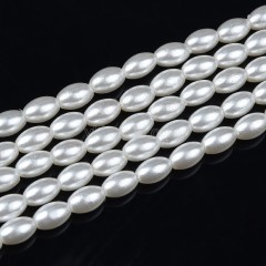 White Shell Pearl Smooth Rices, Approx 4x7mm, 38cm/strand
