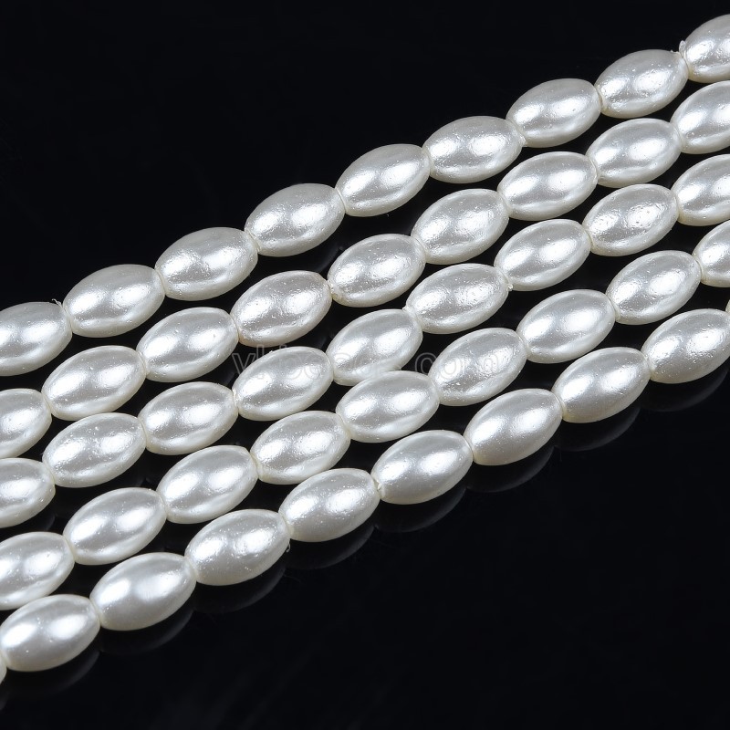 White Shell Pearl Smooth Rices, Approx 4x7mm, 38cm/strand