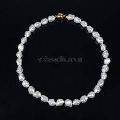 White Baroque Shell Pearl Nuggets Necklaces, Approx 9x12mm, Sell by Piece