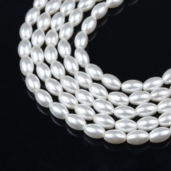 White Shell Pearl Smooth Rices, Approx 4x7mm, 38cm/strand