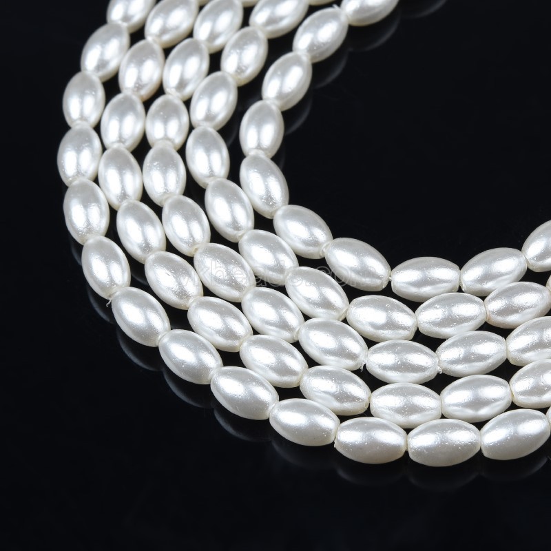 White Shell Pearl Smooth Rices, Approx 4x7mm, 38cm/strand