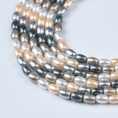 Mixed Color Shell Pearl Smooth Drums/Barrels, Approx 2x3-3x4mm, 38cm/strand