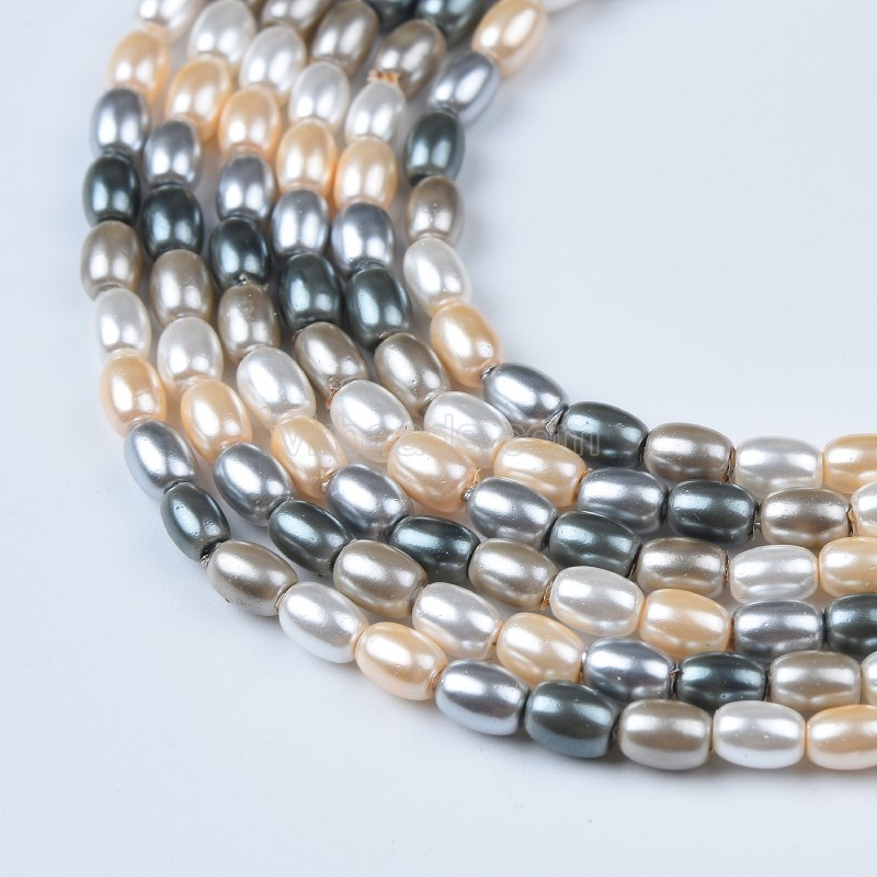 Mixed Color Shell Pearl Smooth Drums/Barrels, Approx 2x3-3x4mm, 38cm/strand