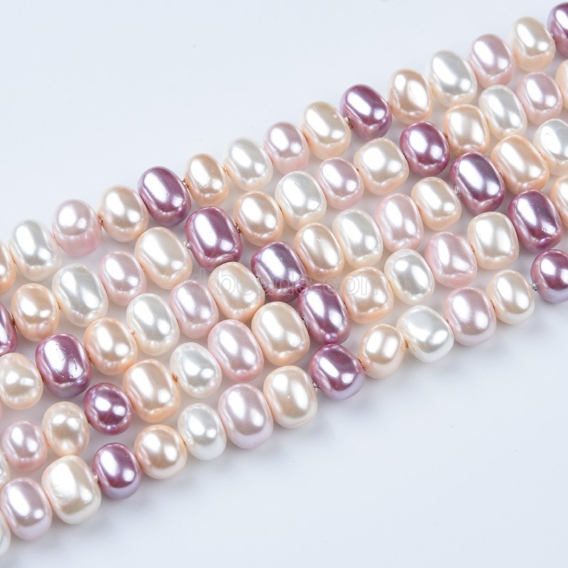 Mixed Color Shell Pearl Potatos, Approx 6x8mm, 38cm/strand