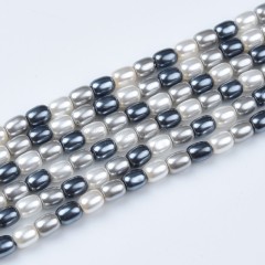 Mixed Color Shell Pearl Smooth Drums/Barrels, Approx 2x3-3x4mm, 38cm/strand
