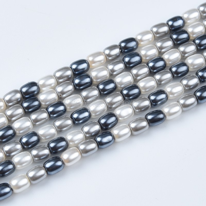 Mixed Color Shell Pearl Smooth Drums/Barrels, Approx 2x3-3x4mm, 38cm/strand