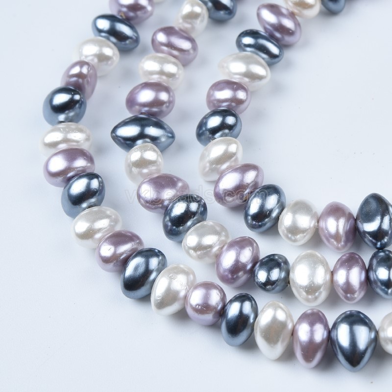 Mixed Color Shell Pearl Potatos, Approx 6x8mm, 38cm/strand
