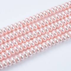 Pink Shell Pearl Smooth Rondelles, Approx 2x3-4x8mm, 38cm/strand