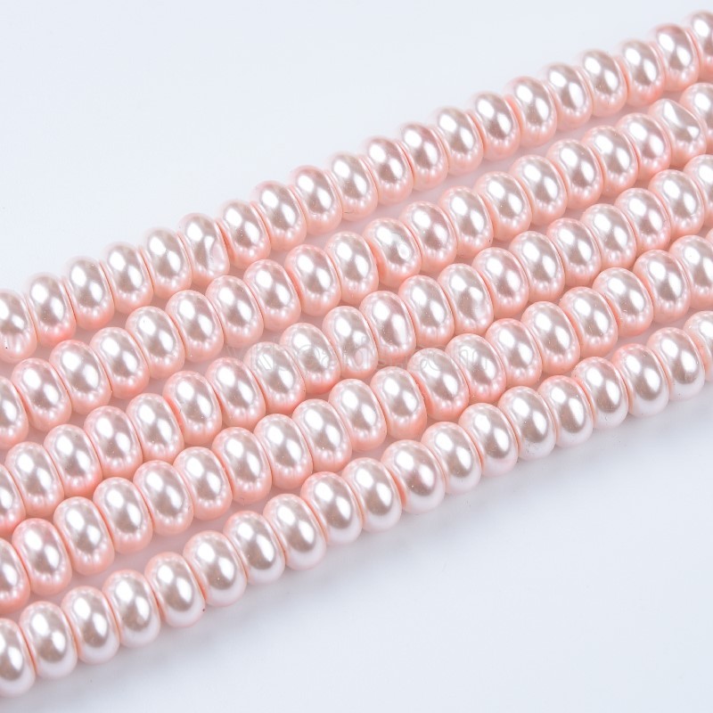 Pink Shell Pearl Smooth Rondelles, Approx 2x3-4x8mm, 38cm/strand