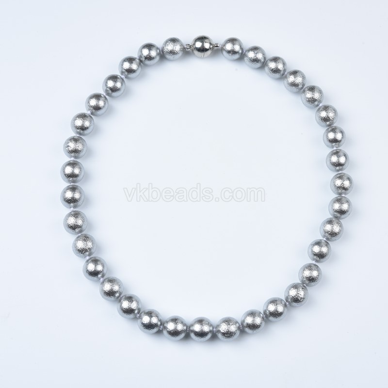 Grey Shell Pearl Wrinkled Rounds Necklaces, Approx 10-12mm, Sell by Piece
