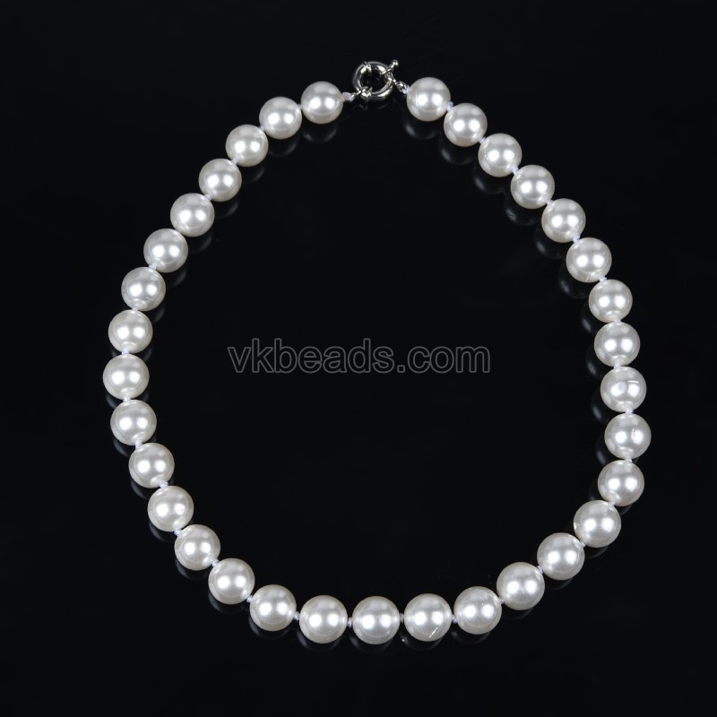 White Shell Pearl Smooth Rounds Necklaces, Approx 6-12mm, Sell by Piece