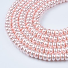 Pink Shell Pearl Smooth Rondelles, Approx 2x3-4x8mm, 38cm/strand