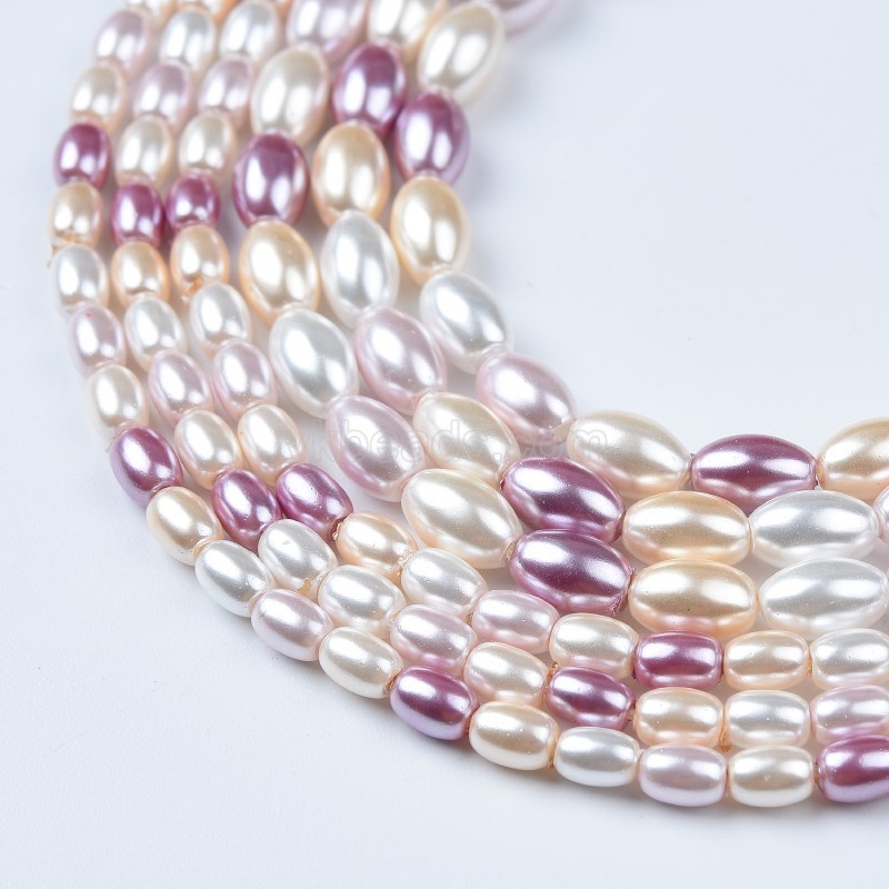 Mixed Color Shell Pearl Smooth Rices, Approx 2x3-4x7mm, 38cm/strand
