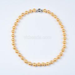Yellow Shell Pearl Smooth Rounds Necklaces, Approx 10mm, Sell by Piece