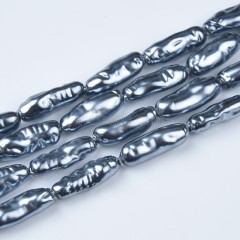 Dark Grey Baroque Shell Pearl Columns, Approx 8x20mm, 38cm/strand