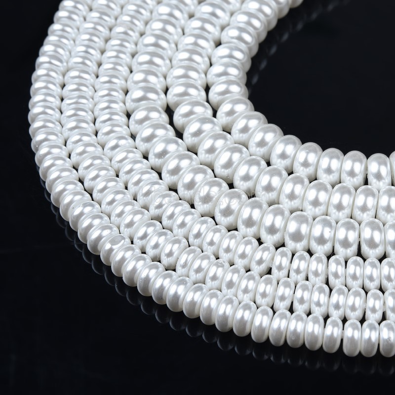 White Shell Pearl Smooth Rondelles, Approx 2x3-4x8mm, 38cm/strand