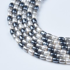 Mixed Color Shell Pearl Smooth Drums/Barrels, Approx 2x3-3x4mm, 38cm/strand