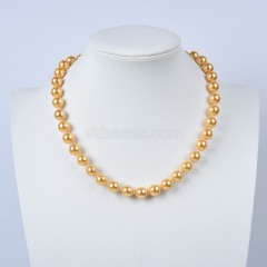 Yellow Shell Pearl Smooth Rounds Necklaces, Approx 10mm, Sell by Piece