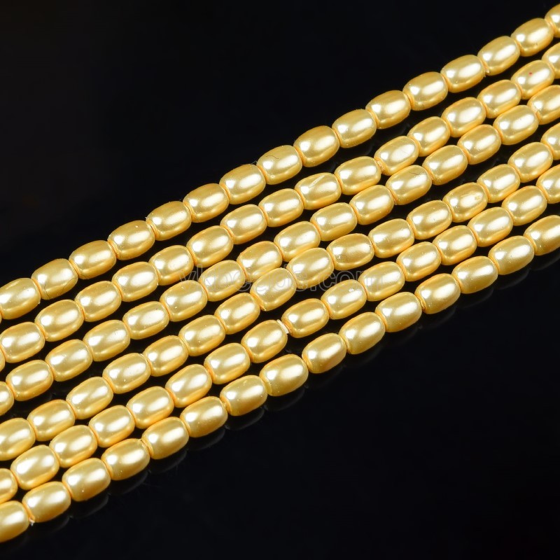 Yellow Shell Pearl Smooth Drums/Barrels, Approx 2x3mm, 38cm/strand