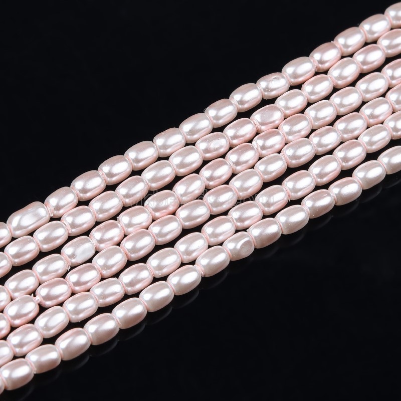Pink Shell Pearl Smooth Drums/Barrels, Approx 2x3mm, 38cm/strand