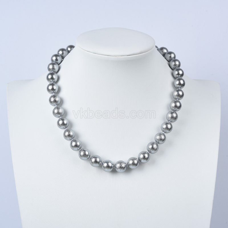 Grey Shell Pearl Wrinkled Rounds Necklaces, Approx 10-12mm, Sell by Piece