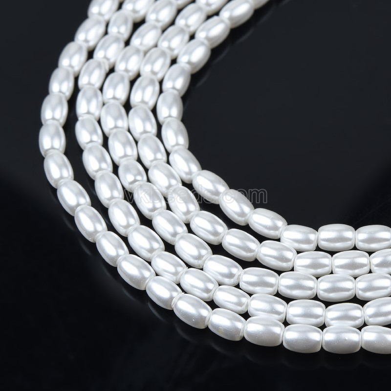 White Shell Pearl Smooth Drums/Barrels, Approx 2x3mm, 38cm/strand