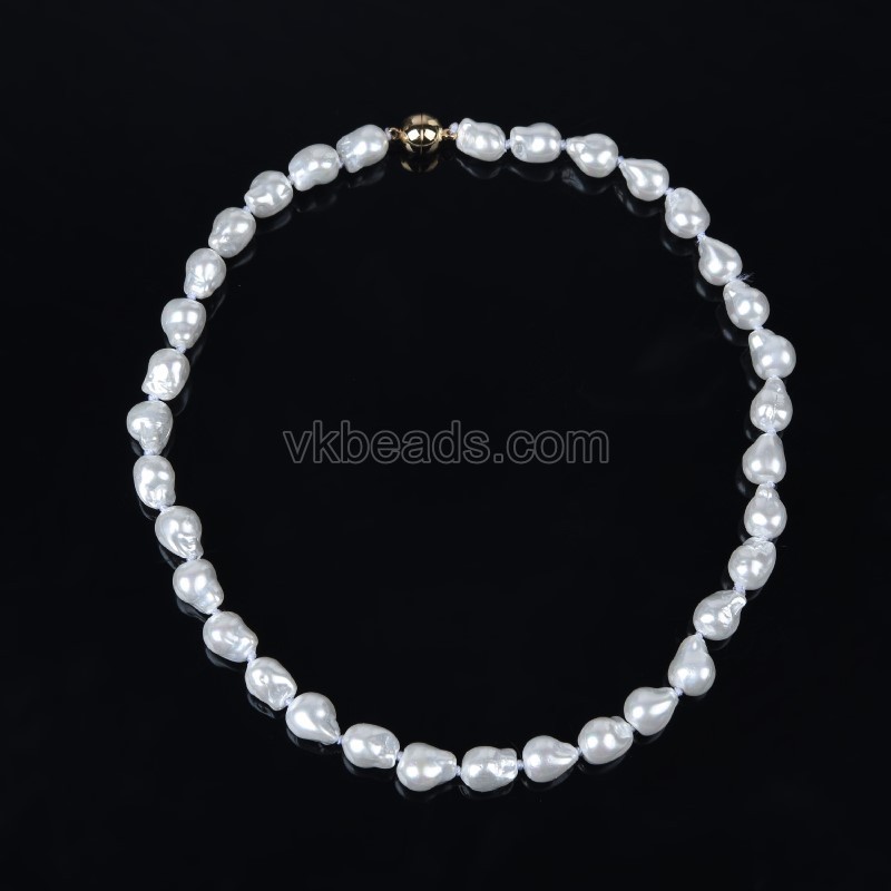 White Baroque Shell Pearl Nuggets Necklaces, Approx 9x12mm, Sell by Piece