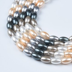 Mixed Color Shell Pearl Smooth Rices, Approx 4x7mm, 38cm/strand