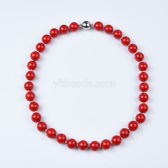 Red Shell Pearl Smooth Rounds Necklaces, Approx 8-12mm, Sell by Piece