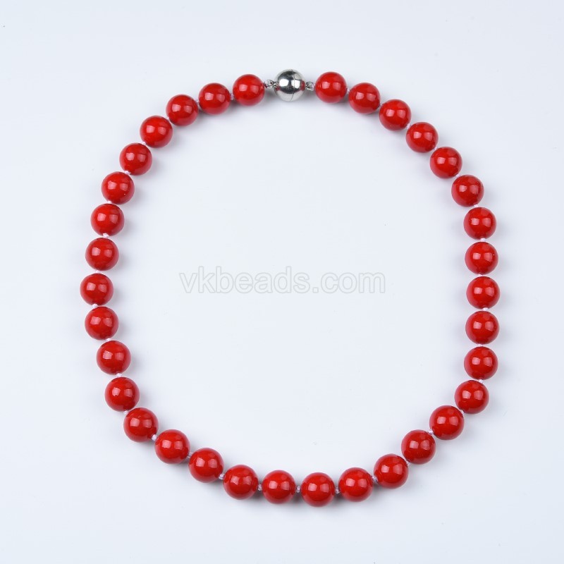 Red Shell Pearl Smooth Rounds Necklaces, Approx 8-12mm, Sell by Piece