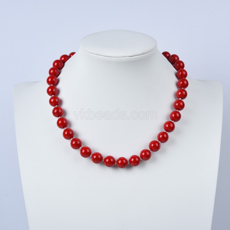 Red Shell Pearl Smooth Rounds Necklaces, Approx 8-12mm, Sell by Piece