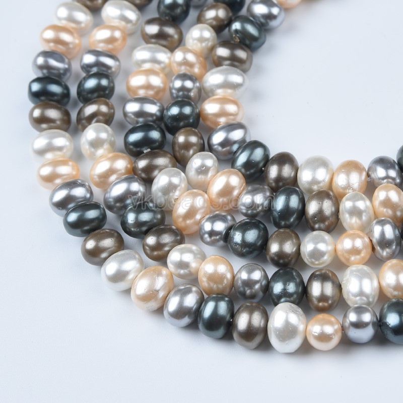 Mixed Color Shell Pearl Potatos, Approx 6x8mm, 38cm/strand