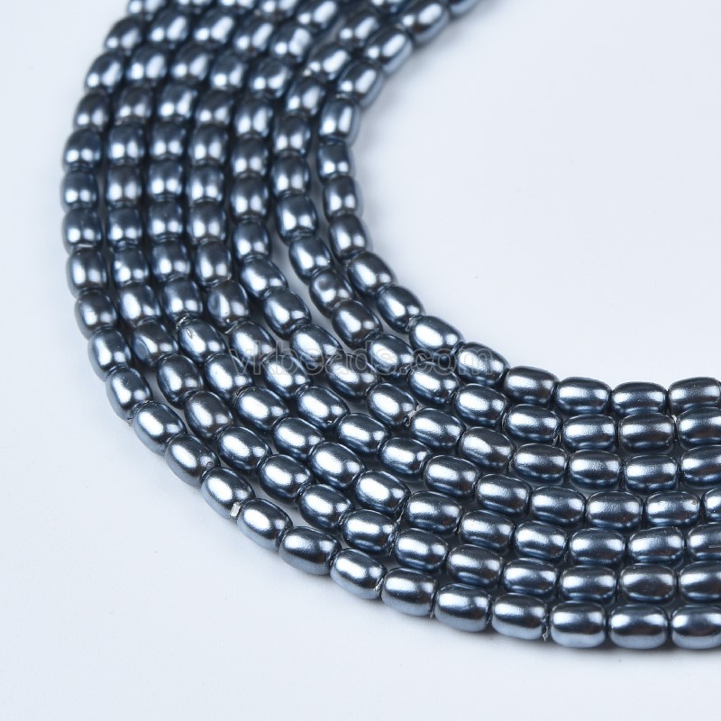 Dark Grey Shell Pearl Smooth Drums/Barrels, Approx 2x3mm, 38cm/strand