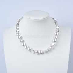 White Shell Pearl Puffy Coins Necklaces, Approx 12mm, Sell by Piece