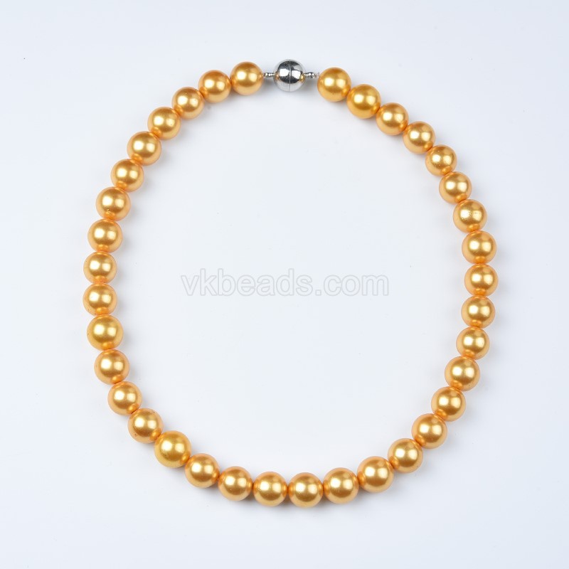 Yellow Shell Pearl Smooth Rounds Necklaces, Approx 12mm, Sell by Piece
