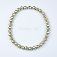Champagne Color Shell Pearl Smooth Rounds Necklaces, Approx 12mm, Sell by Piece