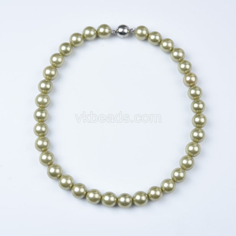Champagne Color Shell Pearl Smooth Rounds Necklaces, Approx 12mm, Sell by Piece