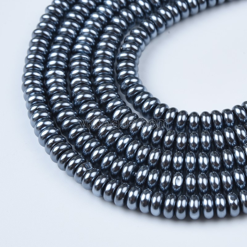 Dark Grey Shell Pearl Smooth Rondelles, Approx 2x3-4x8mm, 38cm/strand